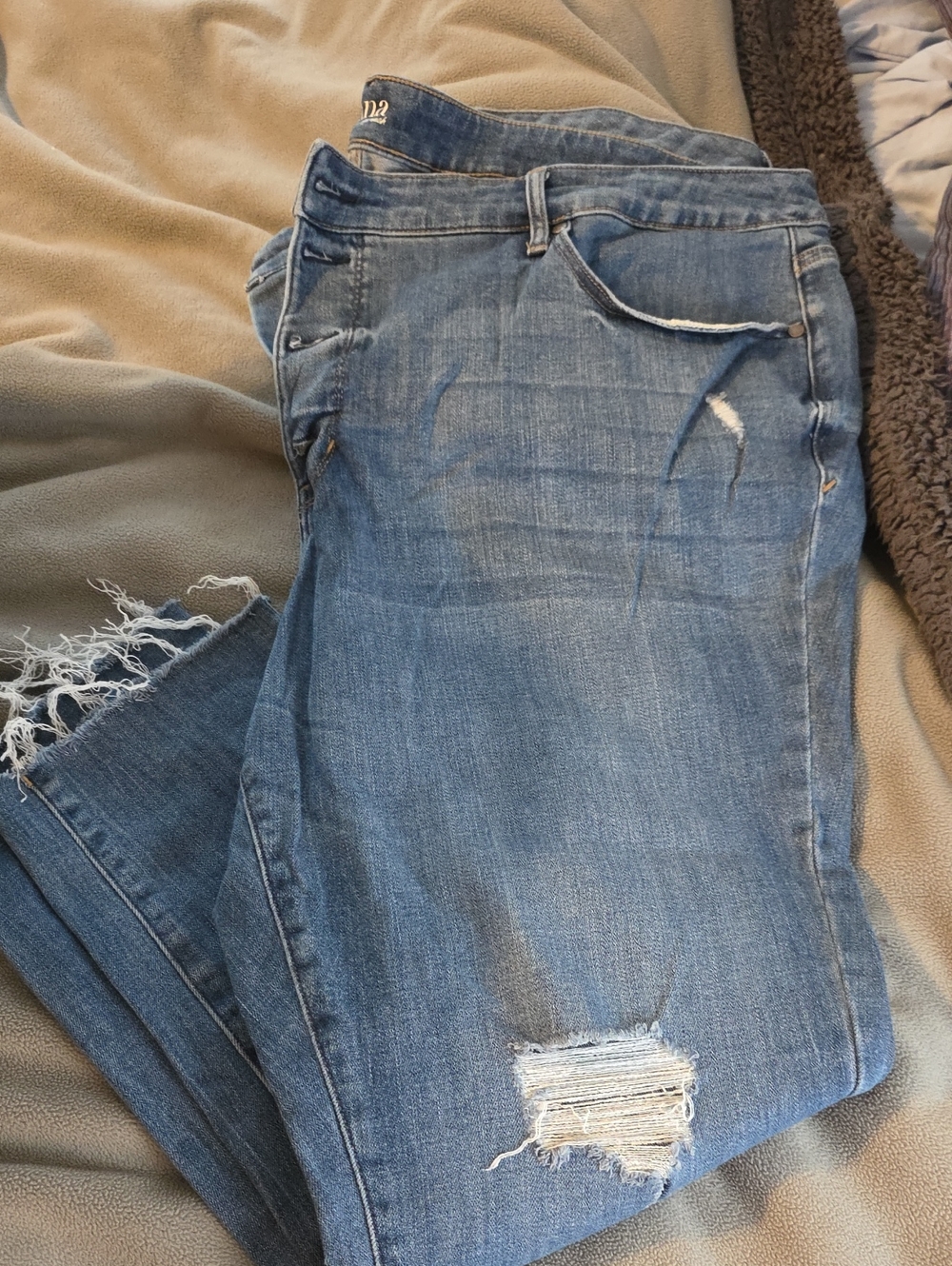 a.n.a Women's Distressed Skinny Jeans in Blue